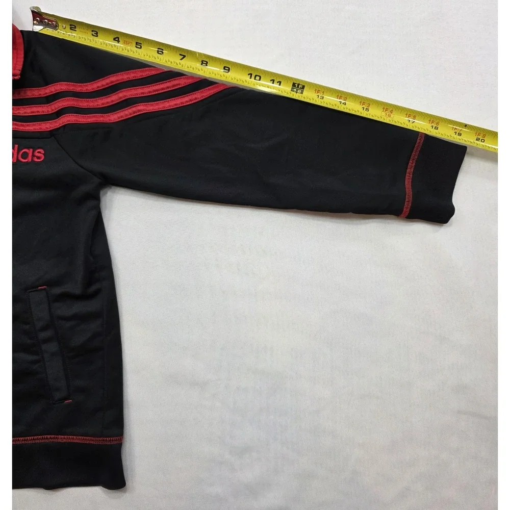 Adidas Boy's Black w Red‎ Stripes Zip Up Pocketed Jacket. Size 7